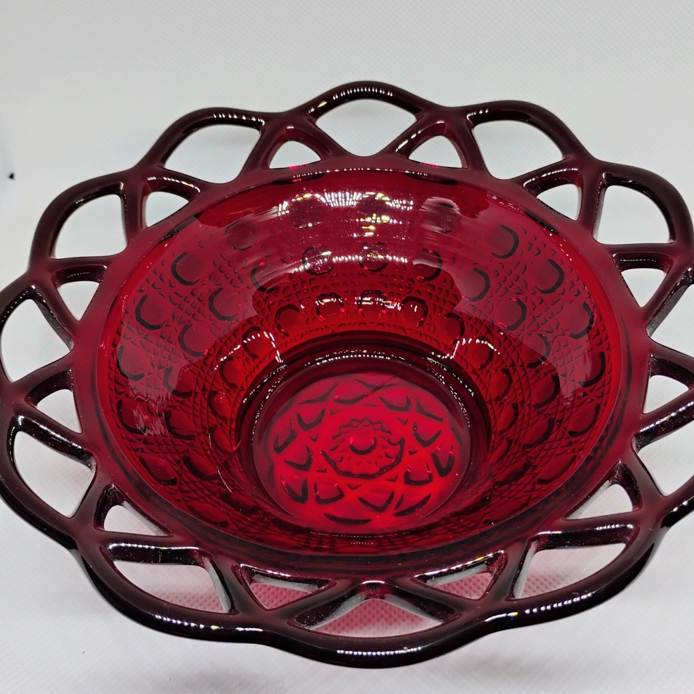 Vintage Imperial Glass Red Ruby Laced Edge